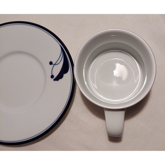 Dansk Flora Bayberry Coffee Tea Cup Mug And Saucer Made In Portugal Blue White - Picture 4 of 11